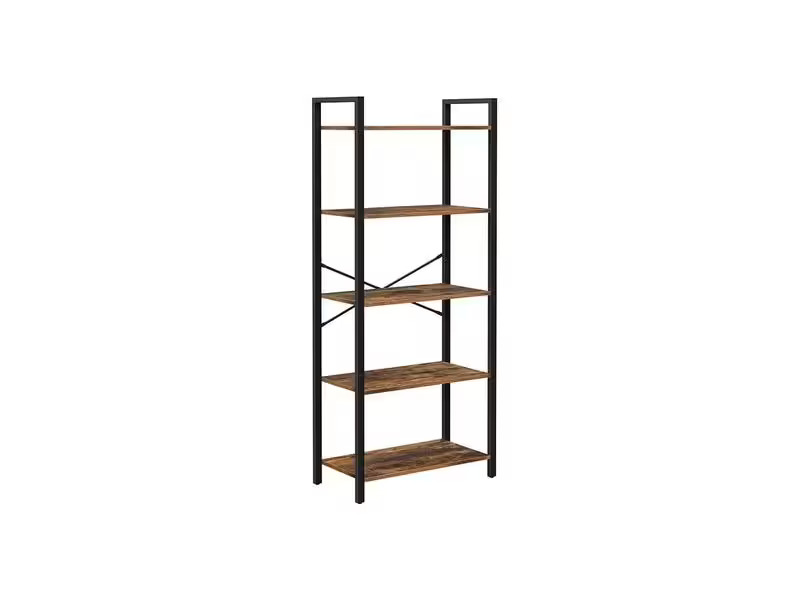 VASAGLE Regal mit 5 Ebenen 66 x 153 cm, Braun/Schwarz