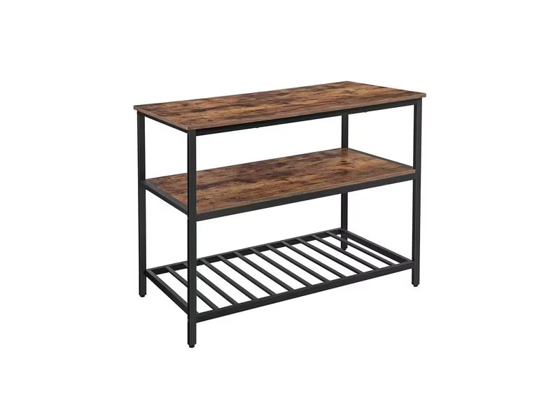 VASAGLE Küchenregal mit 3 Ablagen 120 x 90 cm, Braun/Schwarz