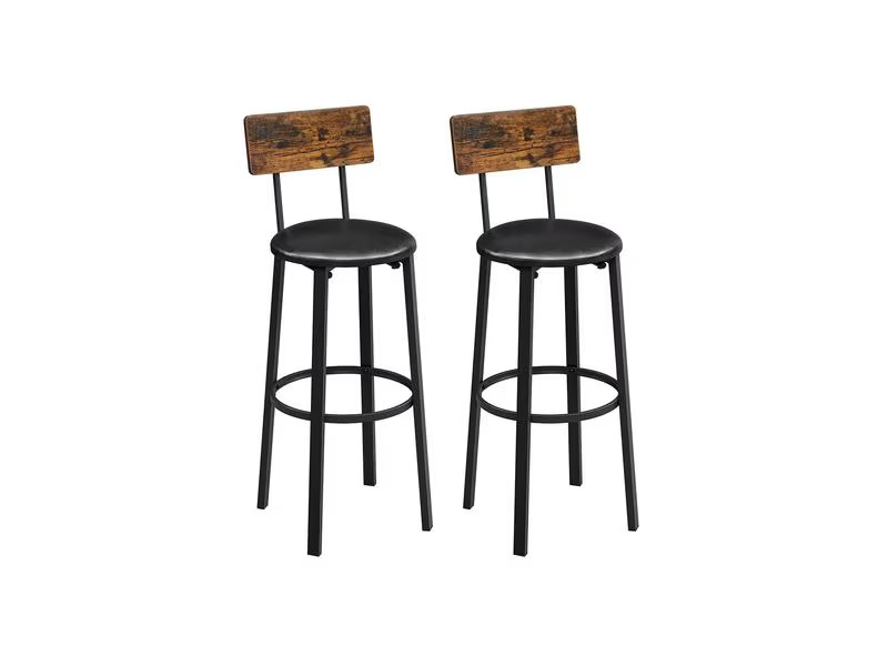 VASAGLE Barhocker 2er Set 39 x 100 cm, Braun/Schwarz