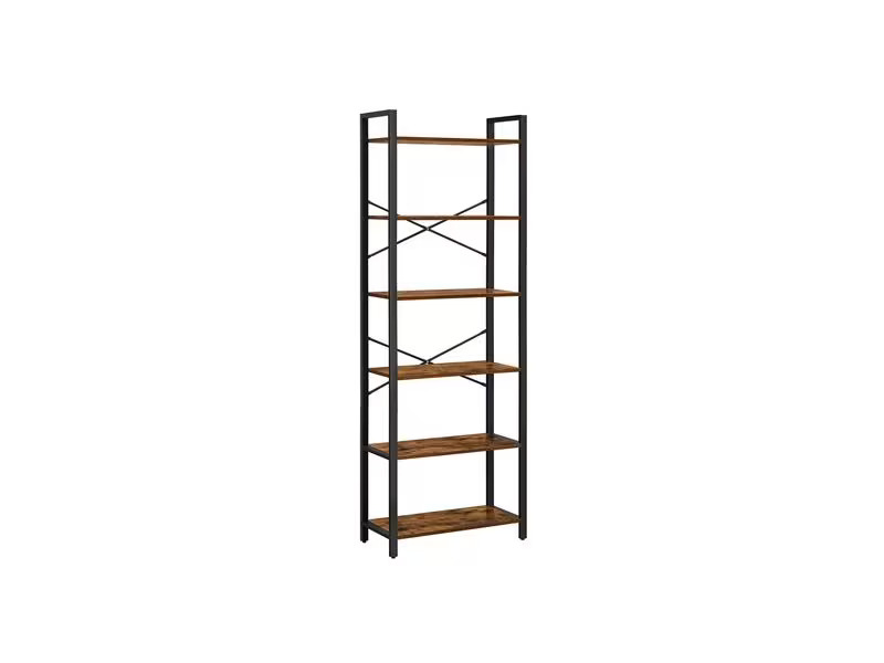 VASAGLE Regal mit 6 Ebenen 66 x 186 cm, Braun/Schwarz