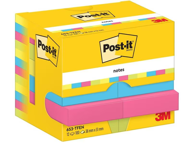 Post-it Notizzettel Energy 51 x 38 mm, Mehrfarbig, 12 Blöcke