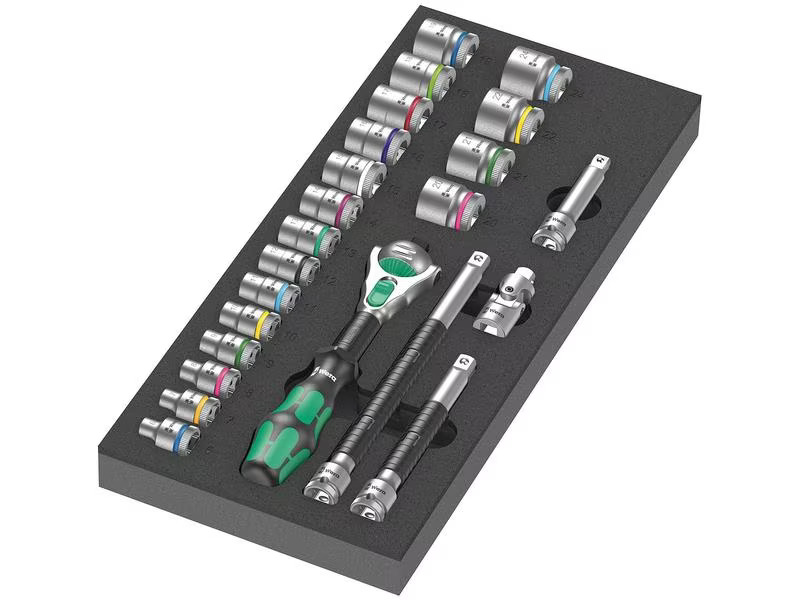 Wera Knarren-Satz 8000 B Zyklop 9721 Schaumstoffeinlage, 23-tlg