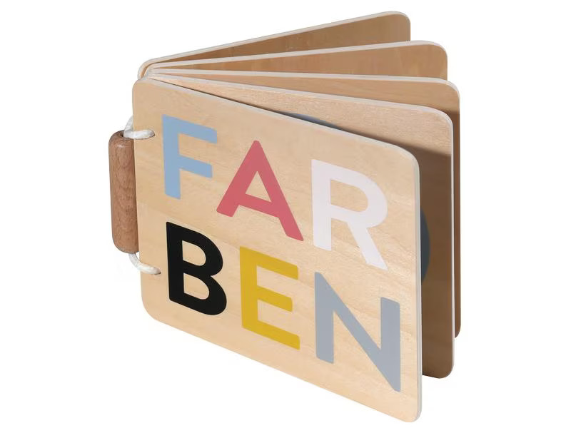 Kindsgut Beschäftigungsspielzeug Holzbuch Farben