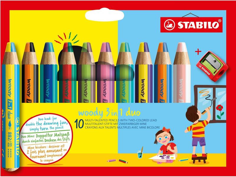 STABILO Farbstifte Box Woody 3 in 1 duo, 10-teilig