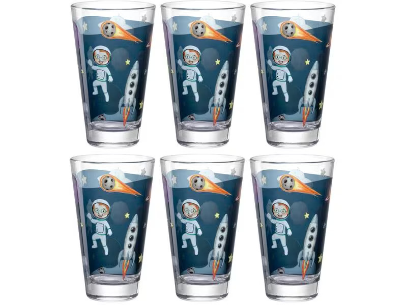 Leonardo Kindertrinkglas Avventura 300 ml, 6 Stück, Weltall