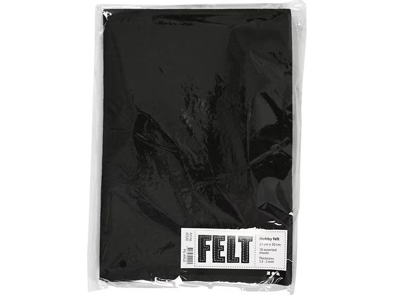 Creativ Company Bastelfilz 1.5 - 2 mm, A4, 10 Blatt, Schwarz