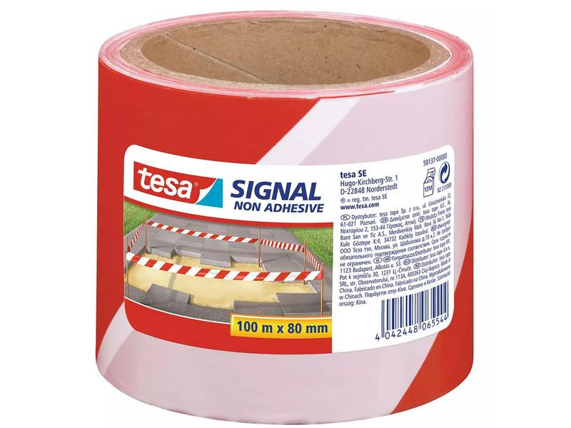 tesa Absperrband -Set Signal, 80 mm x 100 m, 4er Pack