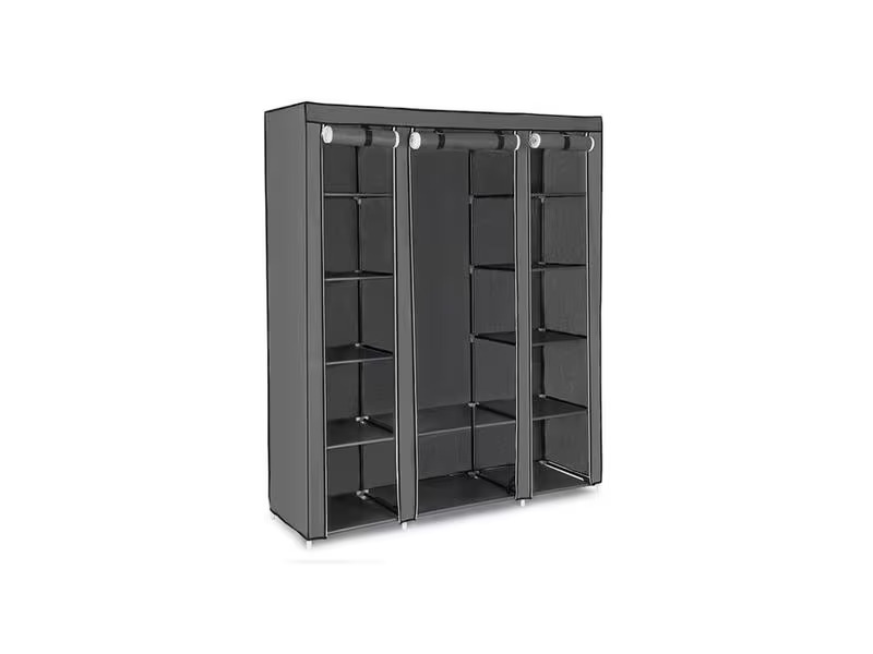Songmics Regal mit hochrollbaren Türen Grau