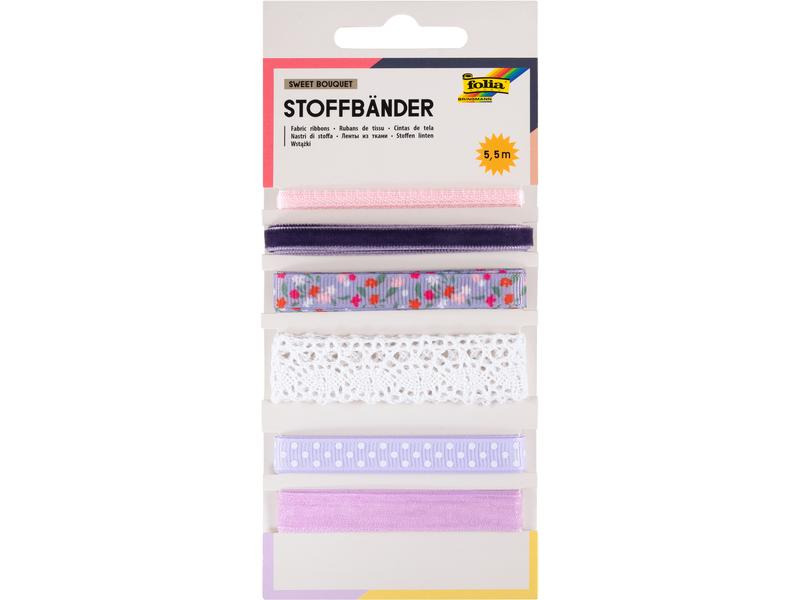 Folia Textilband Sweet Bouquet 5.5 m, Mehrfarbig, 6 Stück
