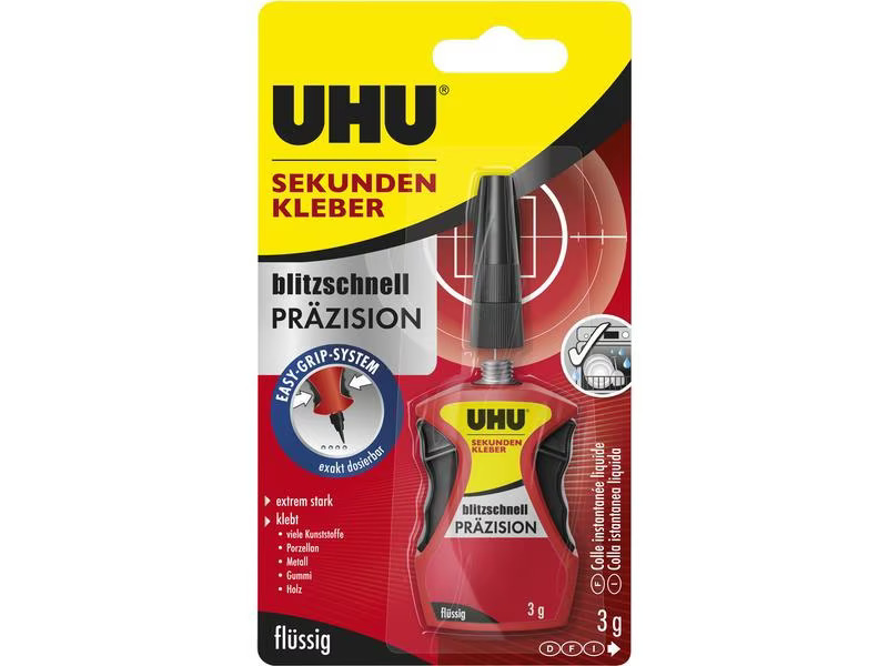 UHU Sekundenkleber Präzision 1 Stück, Transparent