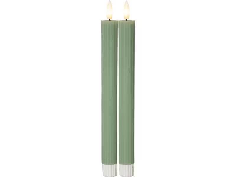 Star Trading LED-Stabkerzen Set Flamme Stripe, 25 cm, Grün, 2 Stück