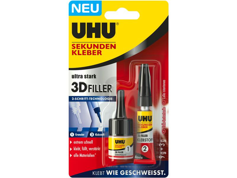 UHU Sekundenkleber 3D-Füller 9 g + 3 g