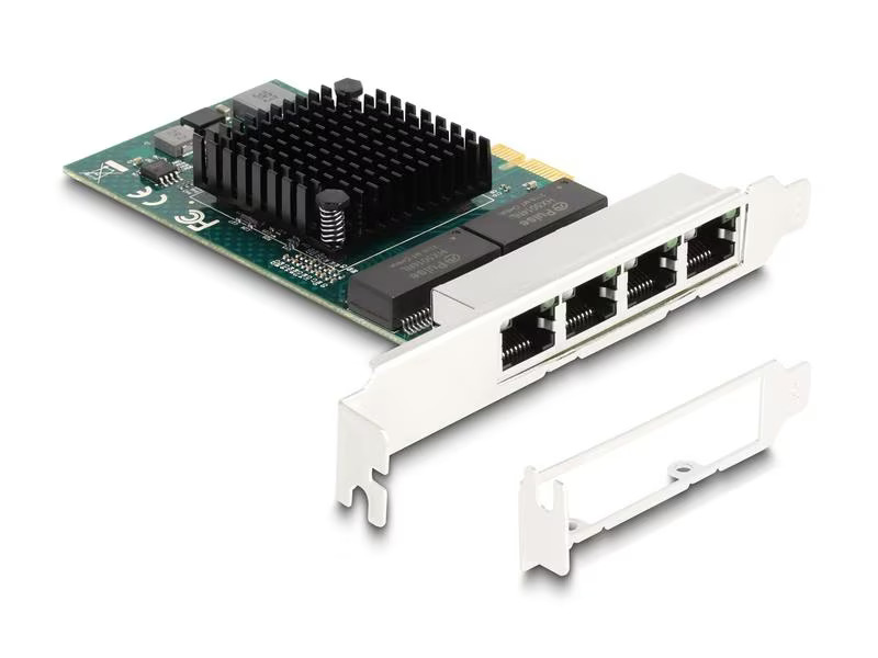 Delock Netzwerkkarte 4x RJ45 Gigabit, PCI-Express x1