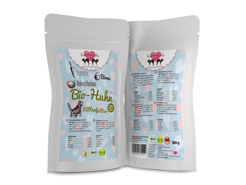KatzenLiebe Nassfutter Kitten Bio-Huhn mit Bio-Karotte, 100 g