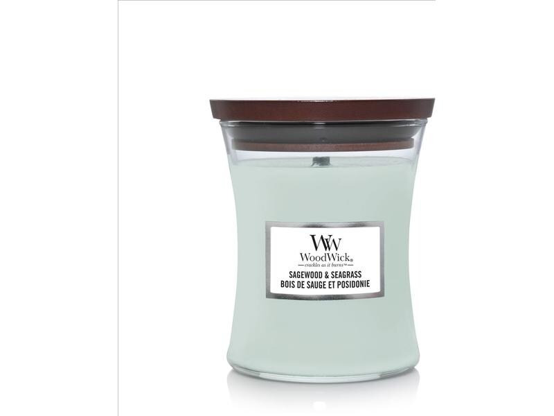 Woodwick Duftkerze Sagewood &amp; Seagrass Medium Jar