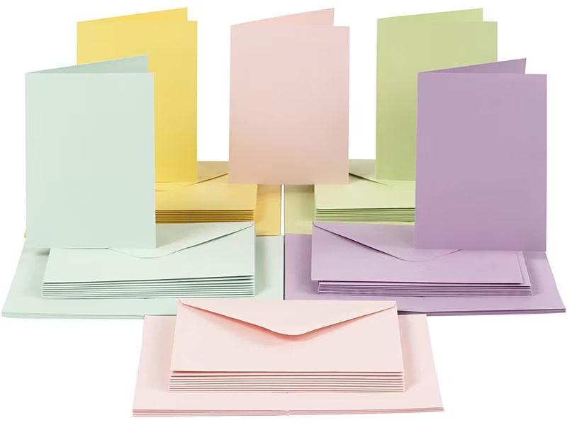 Creativ Company Blankokarte und Couvert 10.5 x 15 cm, 50 Stück, Pastell