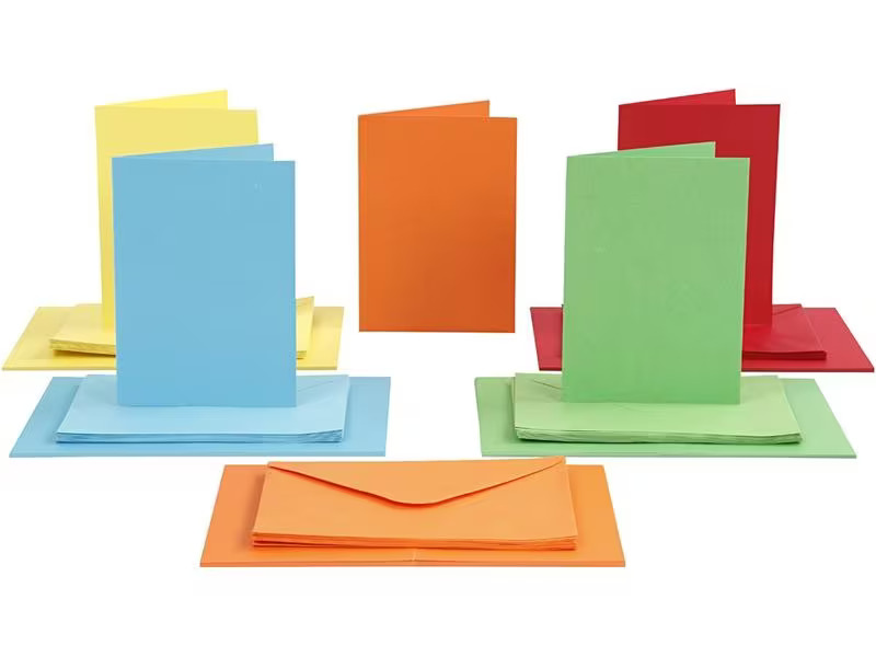Creativ Company Blankokarte und Couvert 10.5 x 15 cm, 50 Stück, Mehrfarbig