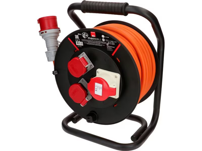 Max Hauri Kabelrolle 30 m, 2x T25, 1x CEE16/5, Schwarz