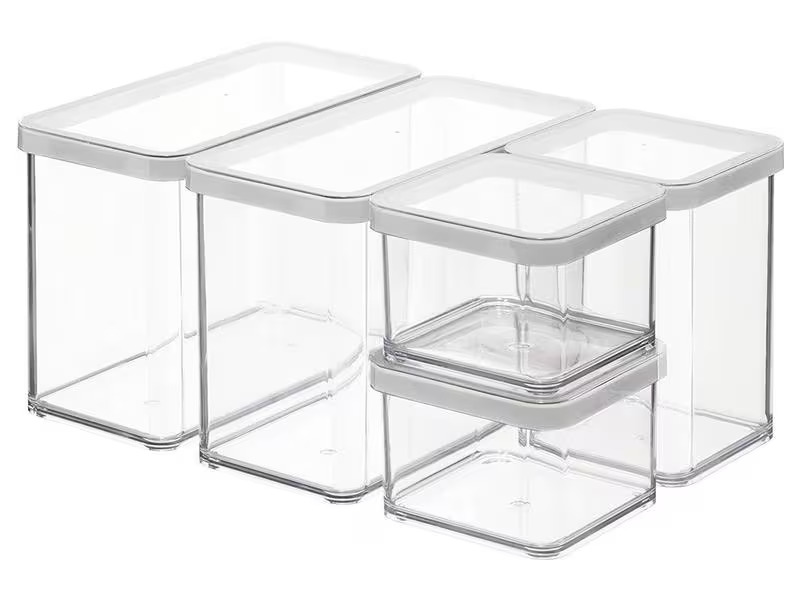 Rotho Vorratsdose Loft 5-teilig, 4.2 l, Transparent/Weiss