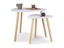 relaxdays Beistelltisch 2er Set 40/60 x 40/48 cm, Nature/Weiss