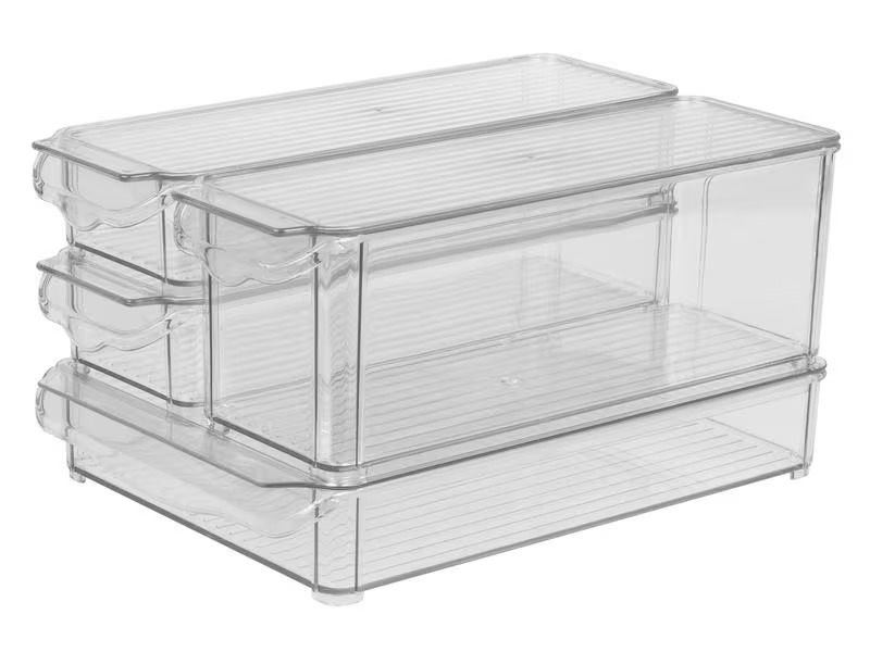 FTM Kühlschrankorganizer 4-teilig, Transparent