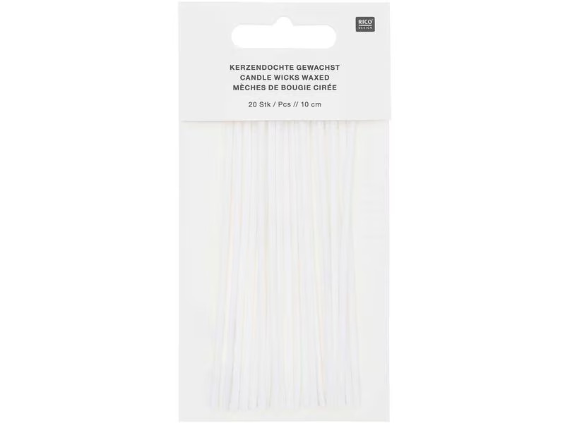 Rico Design Kerzendocht gewachst 10 cm, 20 Stück, Baumwolle