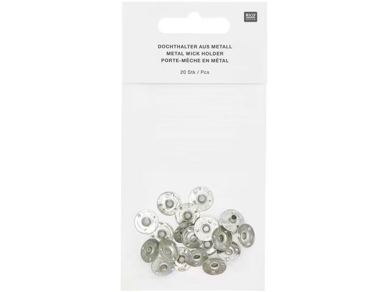 Rico Design Kerzendocht Halter Stahl, 20 Stück