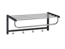 relaxdays Garderobenleiste mit Ablage 4 Haken, Schwarz/Silber
