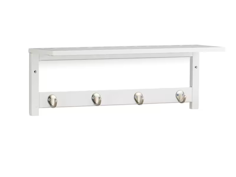 relaxdays Wandregal mit 4 Haken 50 cm x 17.5 cm, Weiss