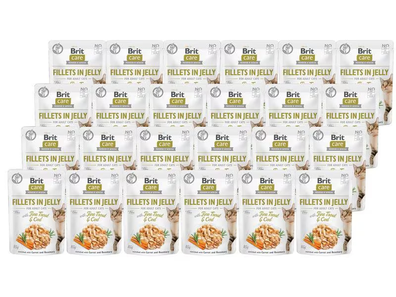 Brit Nassfutter Care Fillets Gelée Forrelle &amp; Kabeljau, 24 x 85 g