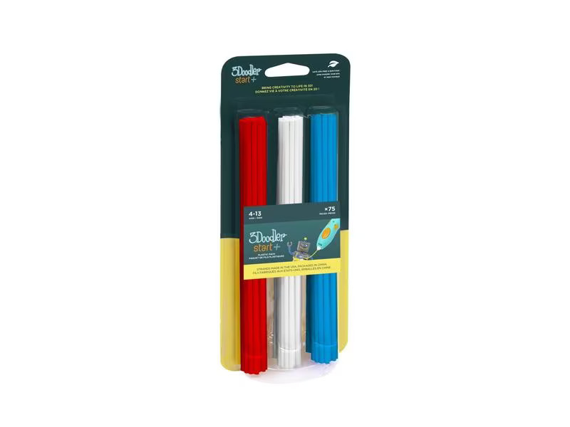 3Doodler 3D Pen Filament Start+ 75 Stück, Rot, Weiss, Blau
