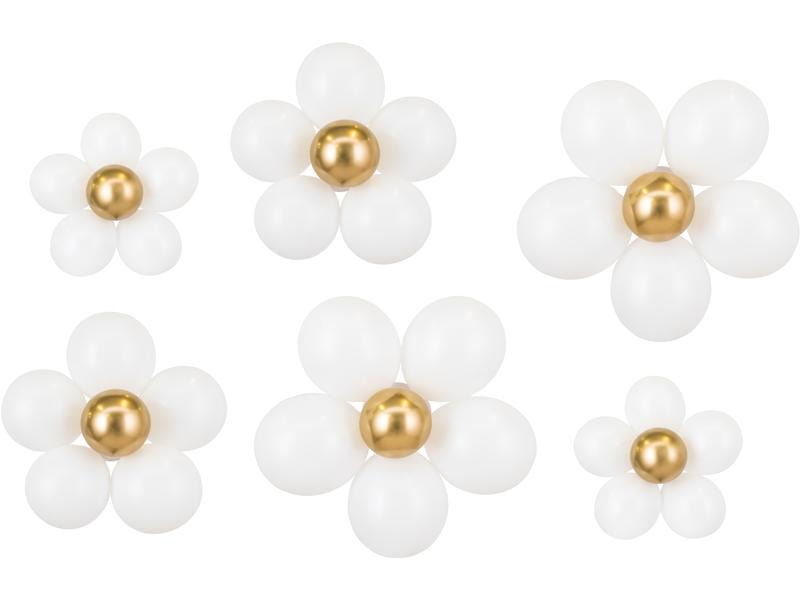 Partydeco Luftballon Set Blumen 40-50 cm, Gold/Weiss