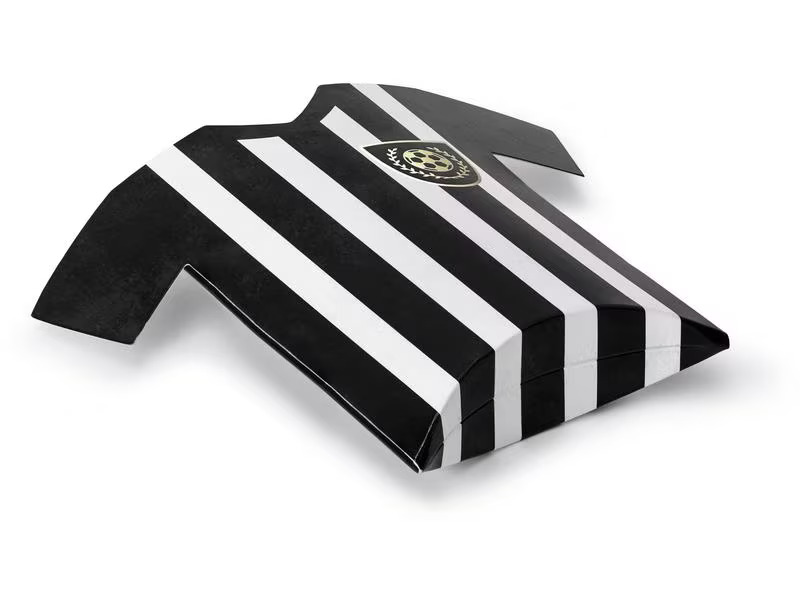 Partydeco Geschenkbox Fussballtrikot Schwarz/Weiss, 12 x 11 x 2.5 cm