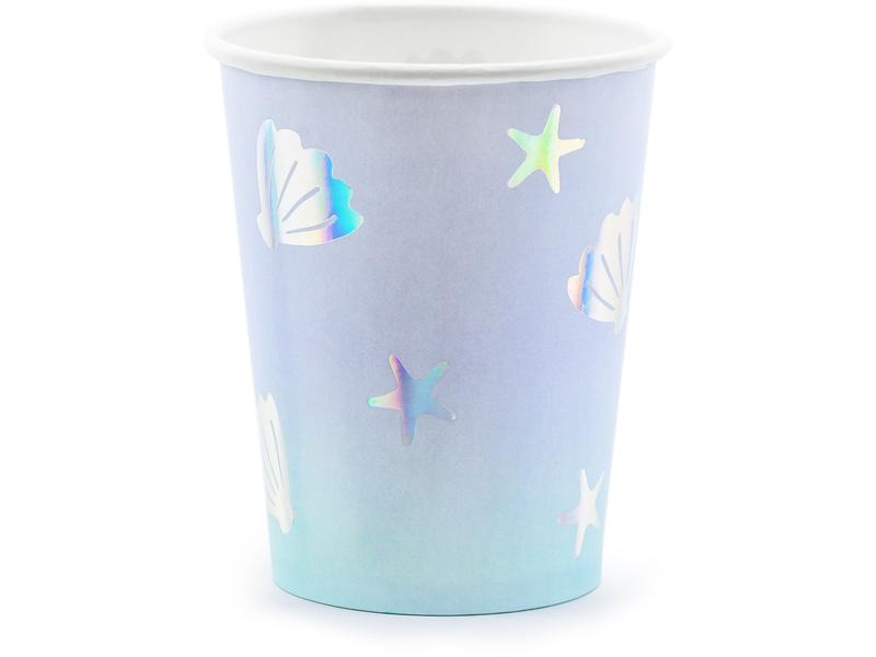 Partydeco Einwegbecher Narwal 220 ml, 6 Stück, Hellblau
