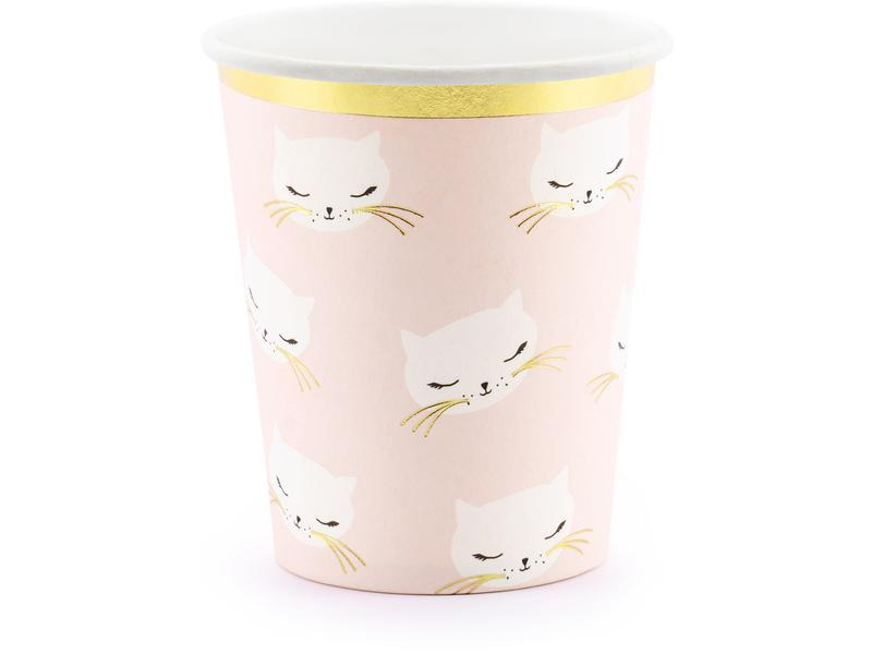 Partydeco Einwegbecher Cat 200 ml, 6 Stück, Hellrosa