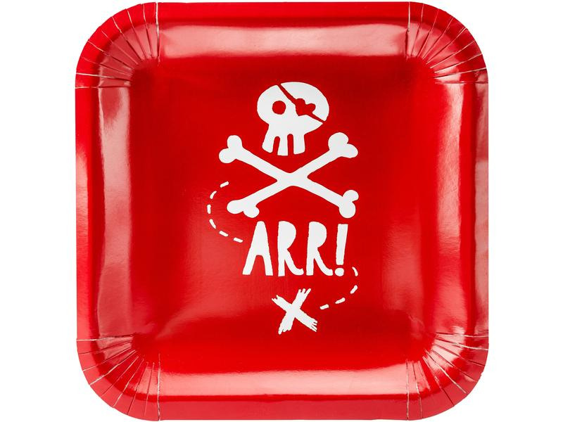 Partydeco Einwegteller Piraten 20 x 20 cm, 6 Stück, Rot