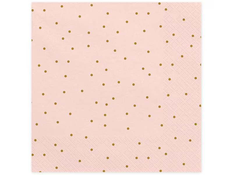Partydeco Papierservietten Punkte 33 cm x 33 cm, 20 Stück, Hellrosa