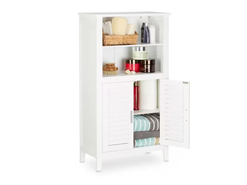 relaxdays Badezimmerregal 92 x 50 x 25.5 cm, Weiss