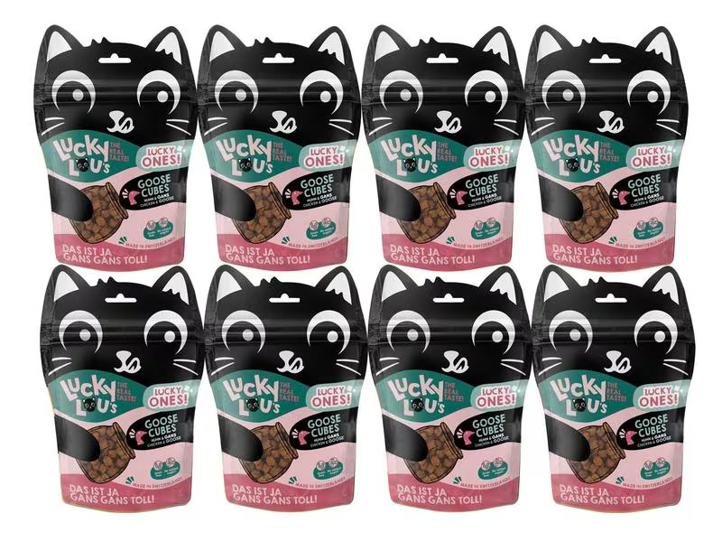 Lucky Lou Katzen-Snack Lucky Ones Cubes Huhn &amp; Gans, 8 x 80 g
