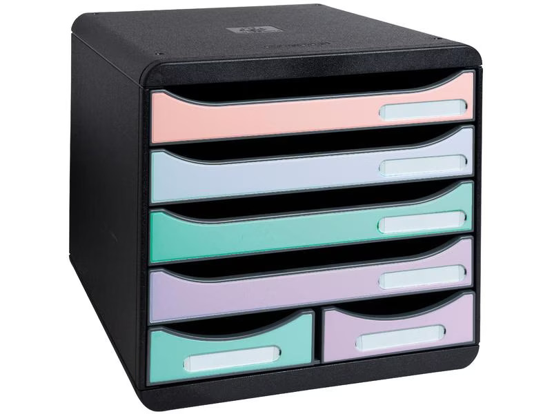 Exacompta Schubladenbox Big-Box Maxi 6 Schubladen, Mehrfarbig Aquarel