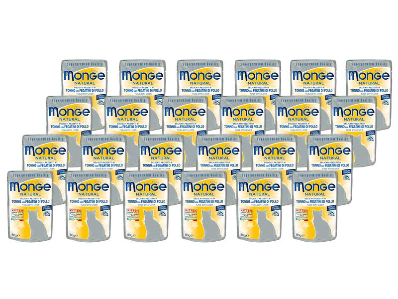 Monge Nassfutter Natural Kitten, Thunfisch &amp; Leber, 24 x 80 g