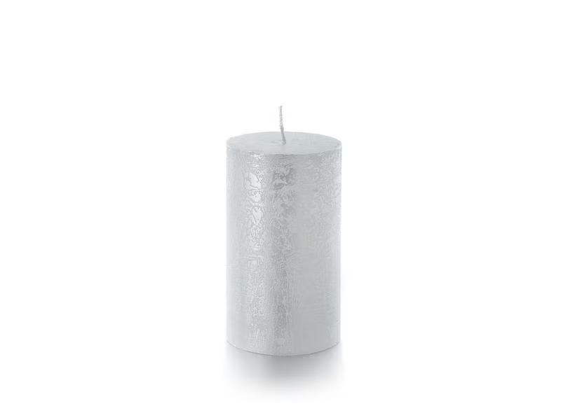 balthasar Zylinderkerze Rustico 12 x 7 cm, Silber