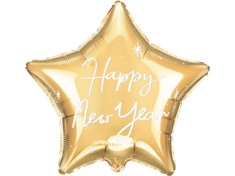 Partydeco Folienballon Happy New Year Gold, 38 x 44 cm, 1 Stück