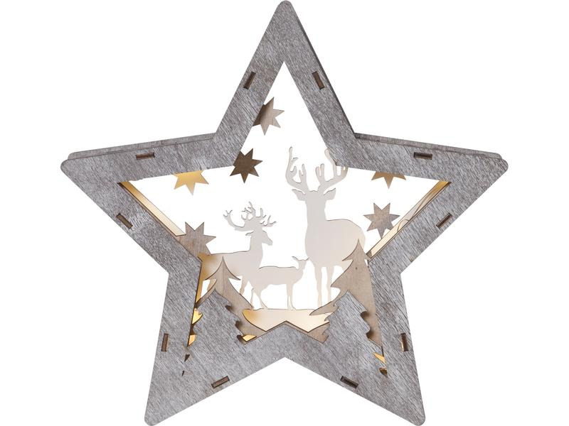 Star Trading Tischdeko Fauna Stern 25 cm, Holz