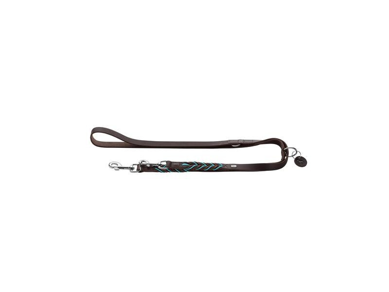 Hunter V-Führleine Solid Education Cord, 20/200, Dunkelbraun/Türkis