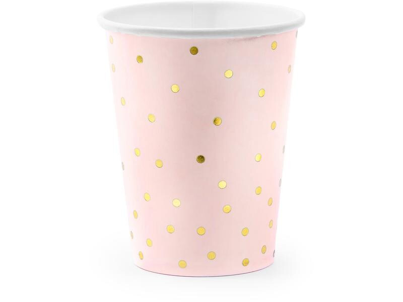 Partydeco Einwegbecher Punkte 260 ml, 6 Stück, Hellrosa