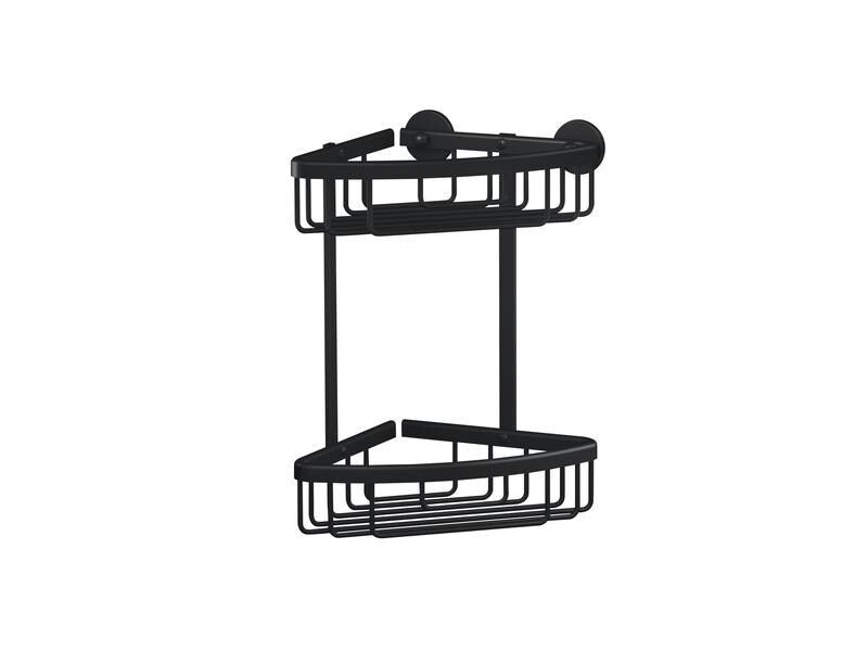tesa Aluxx Black Eck-Duschkorb, Schwarz