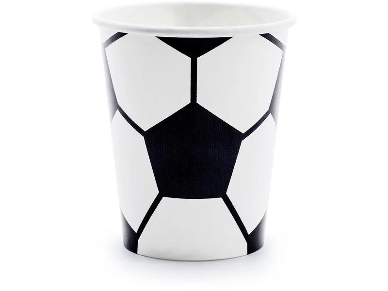 Partydeco Einwegbecher Fussball 260 ml, 6 Stück, Schwarz/Weiss