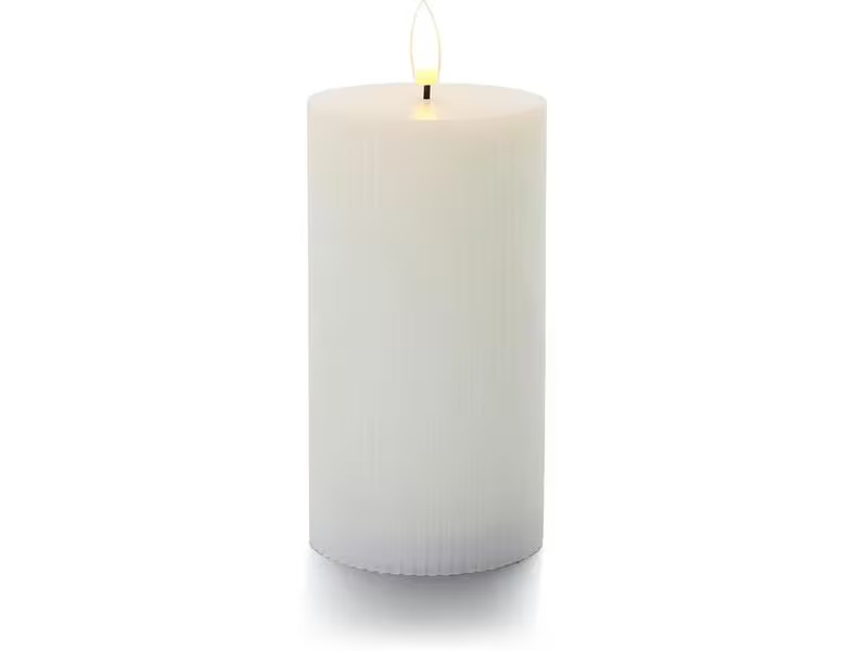 balthasar LED Zylinderkerze Rillen, Weiss
