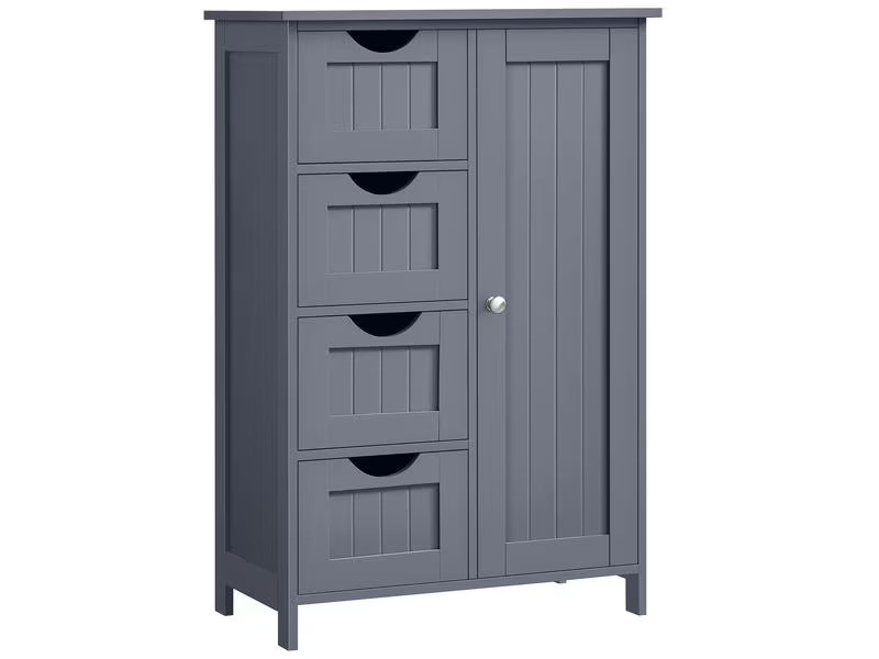 VASAGLE Regal mit 4 Schubladen 55 x 82 cm, Dunkelgrau